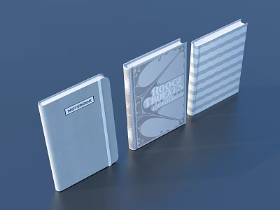 Daily Life Notebooks Featuring Striped Pattern Modern Art Cover And Simple Label Design 3d model