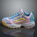Pastel Colored Retro Sneakers With Chunky Yellow Sole And Blue Pink Purple Accents