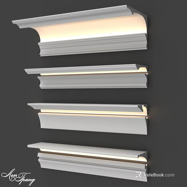Decorative Wall Moldings With LED Lighting And Various Design Styles For Interior Decoration 3d model 