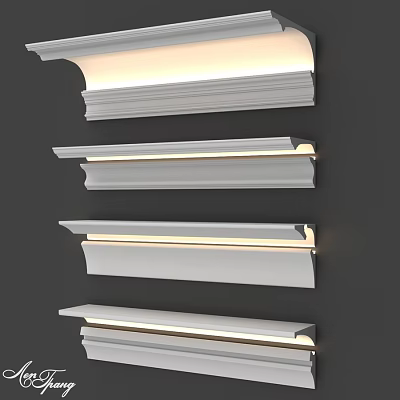 Decorative Wall Moldings With LED Lighting And Various Design Styles For Interior Decoration 3d model