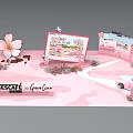 Nescafe Sakura Collaboration Exhibition Display With Pink Decor And Themed Elements