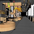 Supermarket Department Store Interior With Vegetables Section And Wooden Decor Display Shelves