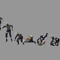 Animated Game and Movie Characters in Various Action Poses with Ninja Headbands