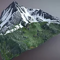 Garden Landscape Design Featuring Rocky Mountain With Green Vegetation And Snowy Peaks