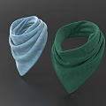 Light Blue and Green Folded Soft Bandanas as Fashion Accessories
