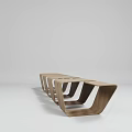 Modern Wooden Public Chair With Wave Curved Design And Connected Modules