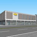 Elegant Modern Shopping Mall Exterior With Glass Windows Pedestrians And Cars