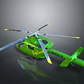 Green Eurocopter MEG13 Helicopter 3D Model With Rotors For Aerospace Missions Support