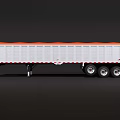 White Heavy Duty Cargo Trailer With Orange Top And Multi Wheels 3d model