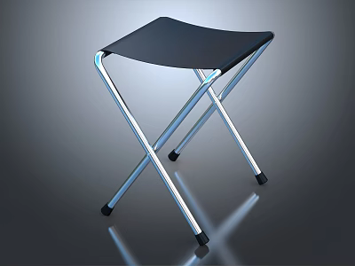 Modern Folding Leisure Chair With Black Seat And Sleek Metal Frame Design 3d model