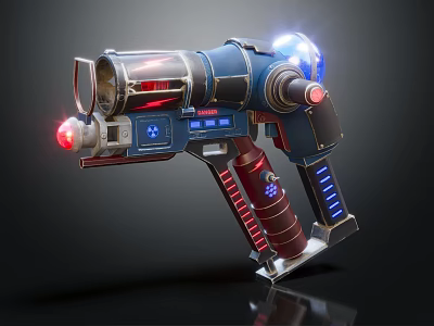 Futuristic Sci Fi Weapon With Blue Red Lights And Mechanical Structure 3d model