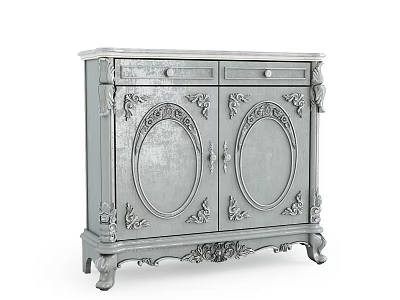 Vintage Console Sideboard Cabinet With Ornate Carved Details Top Drawer And Double Doors 3d model