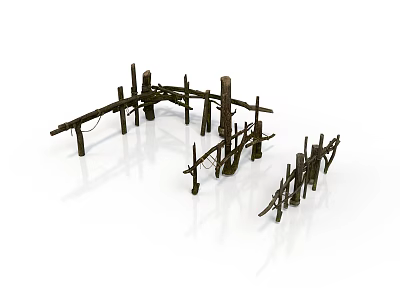 Wooden Architectural Building Frame Models With Multiple Structural Beams And Supports 3d model