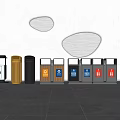 Modern Trash Bin Metal Trash Bin Classification Trash Bin 3d model