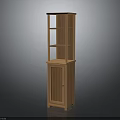 Wooden Storage Cabinet With Upper Glass Door Shelves And Lower Cabinet Design