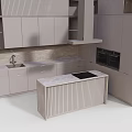 Sleek Modern Kitchen Interior With Gray Cabinets Marble Island And Countertop