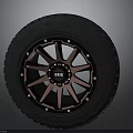 Car Tire With Black Red Alloy Wheel Rim And BBS Logo Tread Pattern