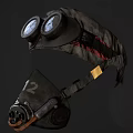 Black Head Mounted Respiratory Masks With Goggles And Breathing Tubes On Mannequins