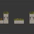 Outdoor Tiered Stone Planters For Garden With Colorful Flowers And Decorative Stones
