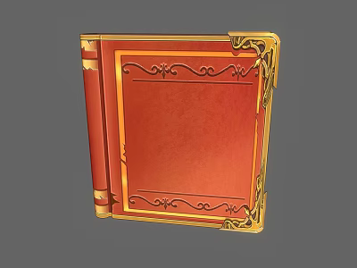 Classic Decorative Book Shaped Furniture With Red Cover And Gold Trim 3d model