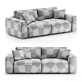 Modern Gray Two Seater Sofa With Comfortable Cushions And Sleek Design 3d model