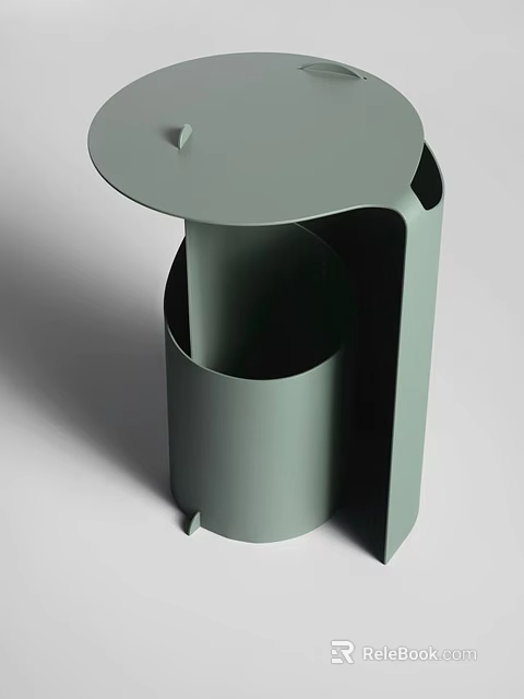 Modern Green Coffee Table With Unique Circular Top And Cylindrical Base 3d model