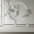 Bonsai Potted Plants With Fan Palm And Shrub In Square Gray Planters Modern White Room