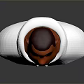 3D Model of a Man Wearing White Hoodie Head in Gray Background with Reflection