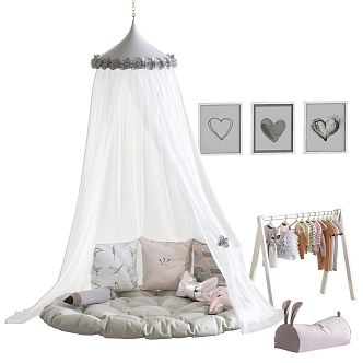 Modern bed curtain Children's bed 3d model