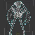Anime Game Movie Character With Teal Long Twin Ponytails Headphones And Black White Outfit