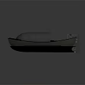Modern Wooden Boat With Gray Canopy Dark Hull And Interior Seating Structure