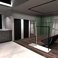 GUYS&SOUL Modern Clothing Store Interior With Green Plant Metal Grid Screen And Wooden Table