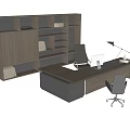Modern Office Desk and Chair Set with Wooden Bookshelf and Workspace