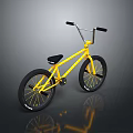 Yellow BMX Bicycle With High Handlebar Black Seat And Black Wheels Modern Design