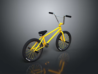 Yellow BMX Bicycle With High Handlebar Black Seat And Black Wheels Modern Design 3d model