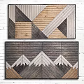 Geometric Wooden Wall Decor With Triangle Rectangle Patterns And Neutral Tones 3d model