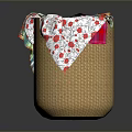 Wicker Storage Basket With Colorful Fabric And Red Strawberry Pattern