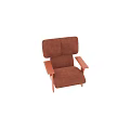 Comfortable Brown Fabric Upholstered Single Sofa With Wooden Armrests Modern Design