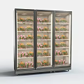 Commercial Floral Display Cabinet With Glass Doors Multiple Shelves And Colorful Flowers