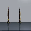 Elegant Swing Door With Brown Gold Decorative Pillars Purple Top And Smooth Surface