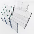 Various Types of Metal Fence Components With Wire Mesh And Colored Posts