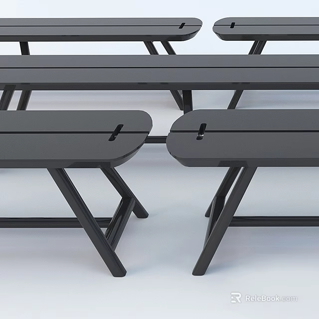 Sturdy Modern Black Stool With Metal Legs For Minimalist Home Furniture Design 3d model 