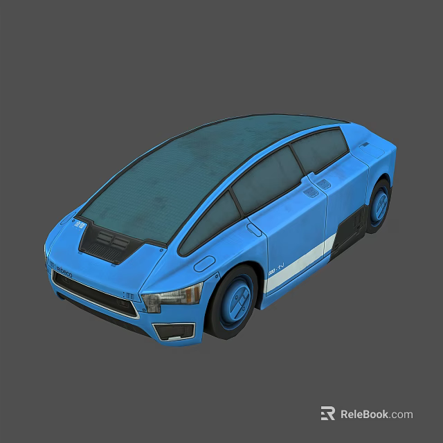 Blue Modern Sleek Concept Car Featuring Glass Roof And Aerodynamic Body Design 3d model 