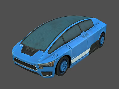Blue Modern Sleek Concept Car Featuring Glass Roof And Aerodynamic Body Design 3d model