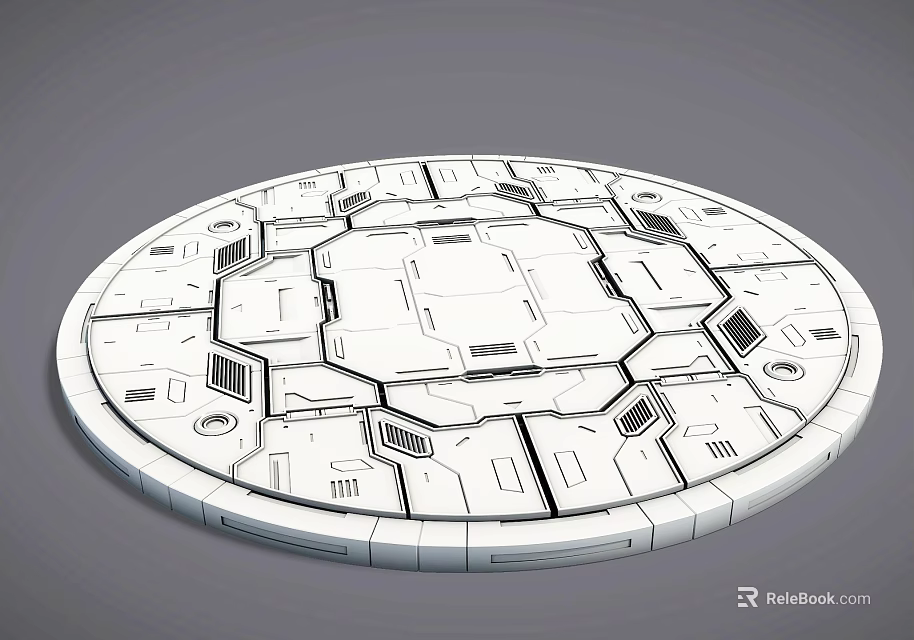 Futuristic Circular Tech Panel With Intricate Geometric Patterns And Technical Details 3d model