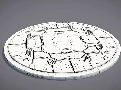 Futuristic Circular Tech Panel With Intricate Geometric Patterns And Technical Details 3d model