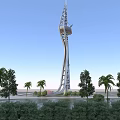 Modern Office Building Featuring Unique Design And Metal Structure Surrounded By Palm Trees And Greenery