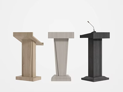 Three Stylish Podiums with Wooden Gray and Black Finishes for Public Speaking 3d model