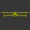 Yellow Biplane Seaplane Model with Float Landing Gear and Star Markings on Wings