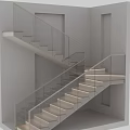 Modern Staircase Design With Glass Railing Metal Handrail And Light Toned Steps